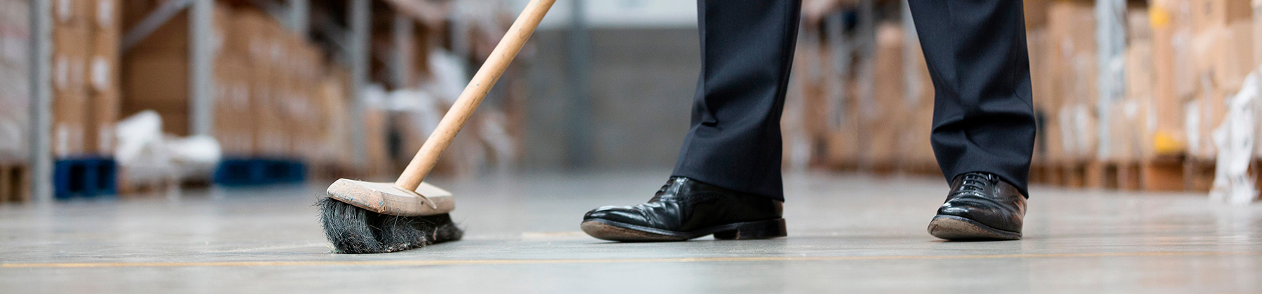 Sweeping warehouse floor